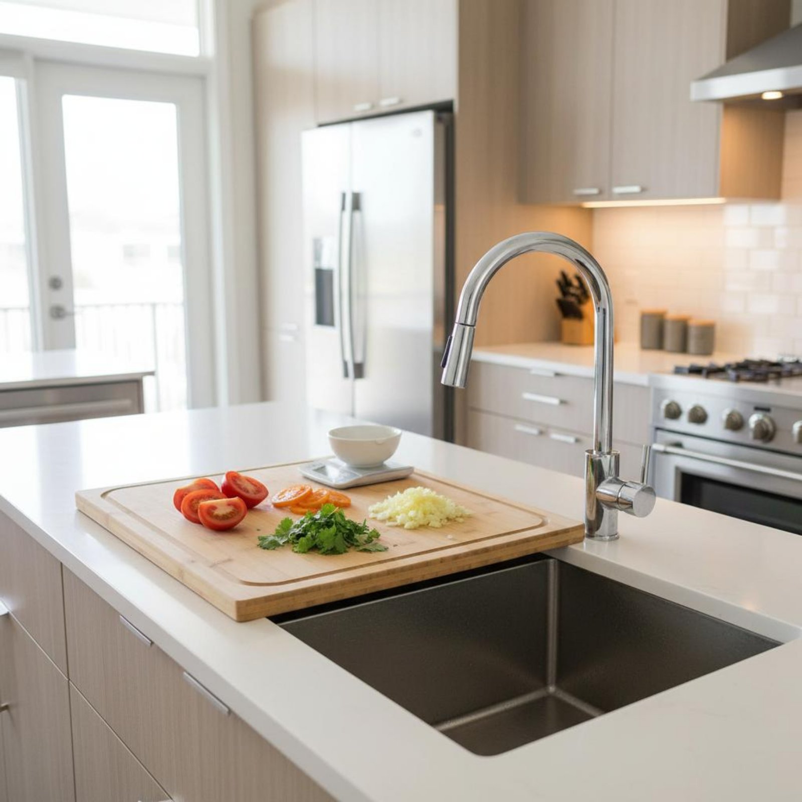 Home Cooking Kitchen - Snijplank boven de gootsteen, multifunctioneel aanrechtblad,