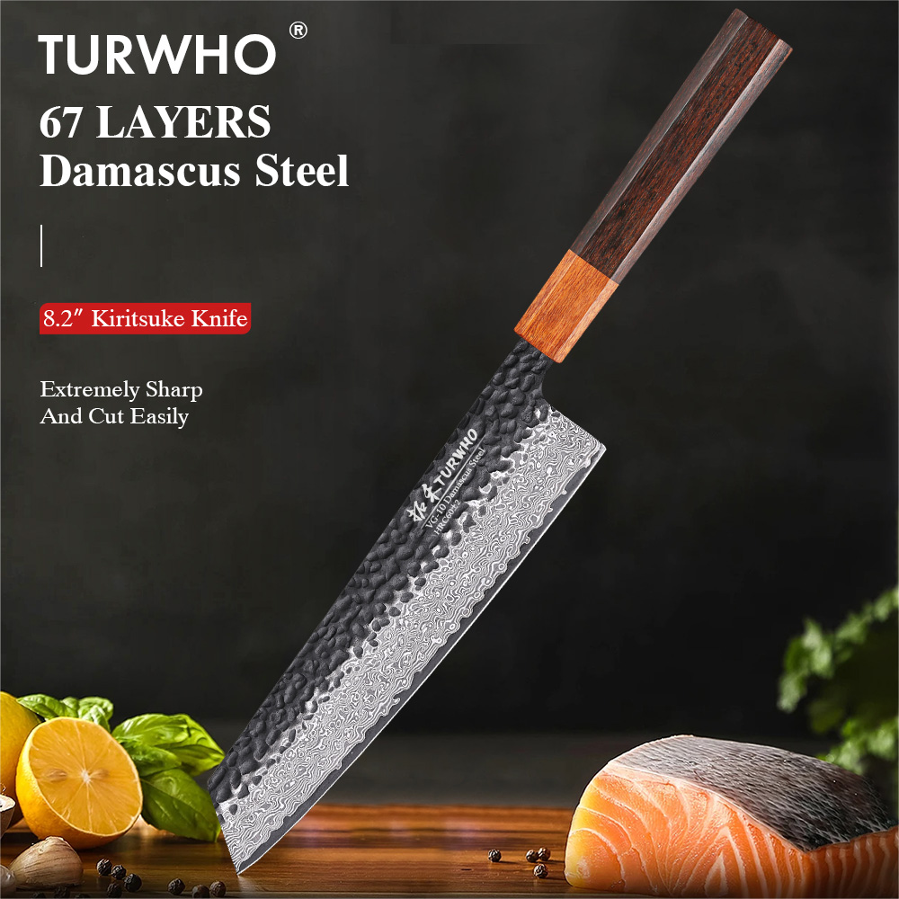Wok Carbon Steel - TURWHO 8.2-inch Japanse Kiritsuke Koksmes Hand