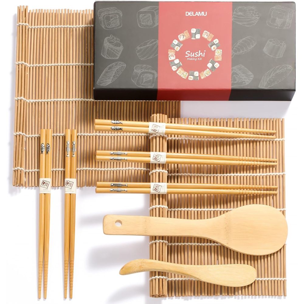 Sushi Mat Bamboo - Premium Sushi-set met bamboe matten, eetstokjes,