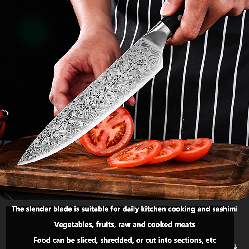 Damascus patroon keukenmes, zw - Wok Carbon Steel recensie en prijs
