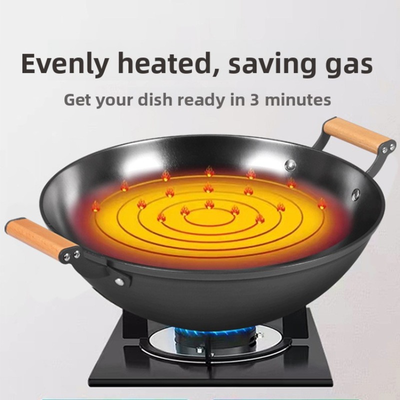 Dubbele oor ijzeren pan roerba - Wok Carbon Steel recensie en prijs