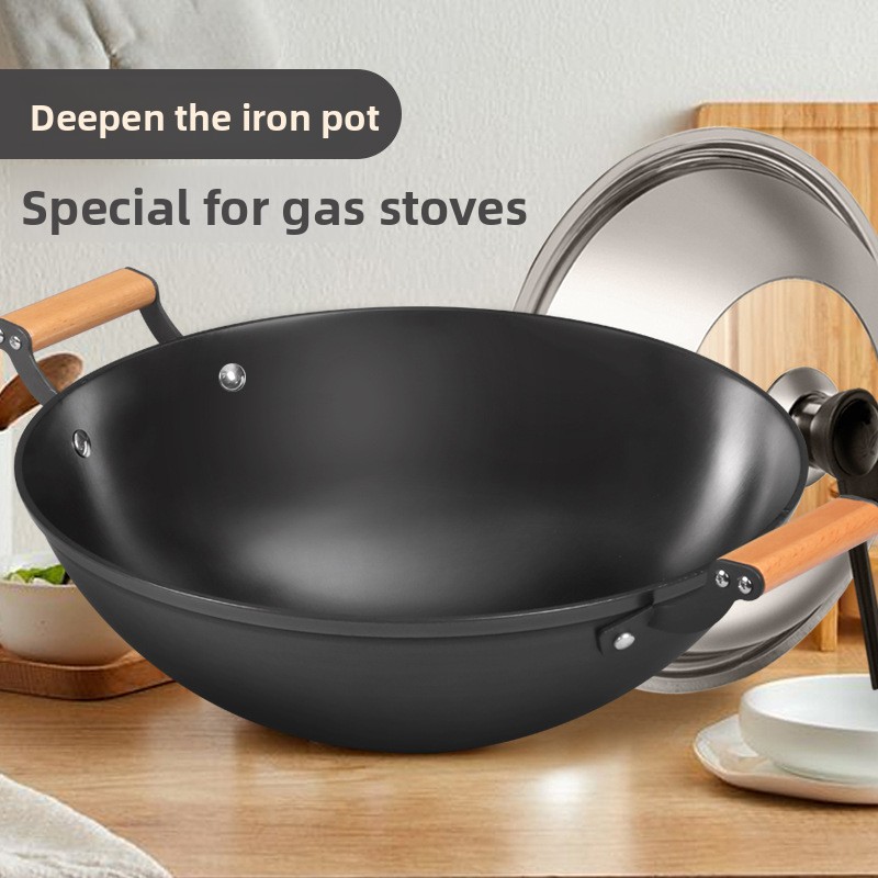 Dubbele oor ijzeren pan roerba - Wok Carbon Steel recensie en prijs